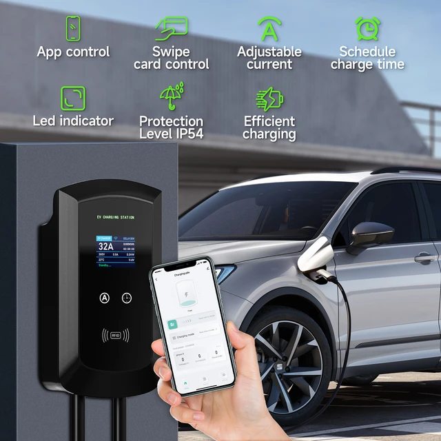 Station de Charge EV Type 2 Chargeur Voiture Electrique 32A 3Phase 22KW  Wallbox