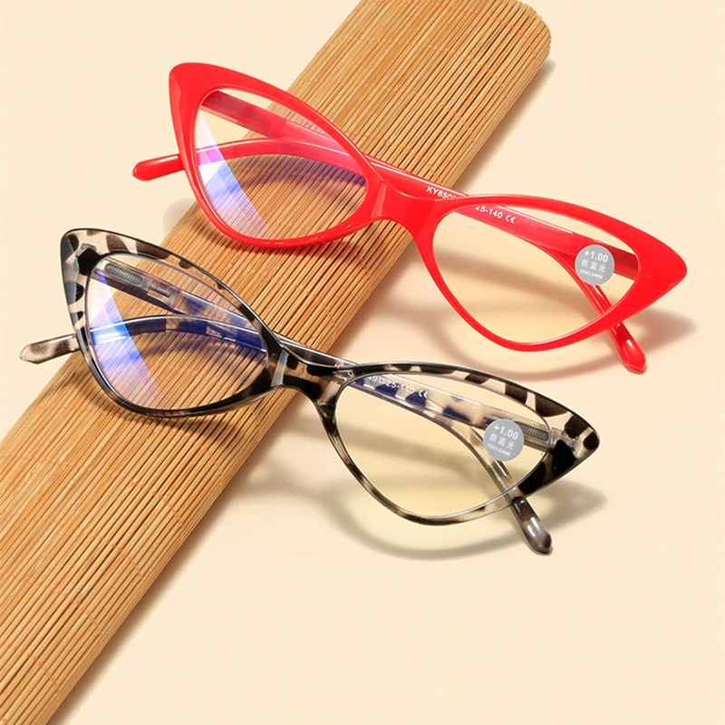 Fashion Cat Eye Reading Glasses Women Anti Blue Light Computer Presbyopic Eyeglasses Retro Classic Hyperopia Glasses Diopter