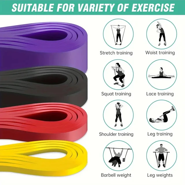 5-piece door anchor resistance band - heavy-duty, stackable tension band, suitable for full body exercise, stretching, and muscl 3