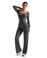 Ensemble de yoga deux pièces pour femmes, ensemble de vêtements de sport à manches longues, ensemble de yoga décontracté pour la maison, vêtements de sport, tenue de sport pour la course à pied, tenue de sport pour femmes 5
