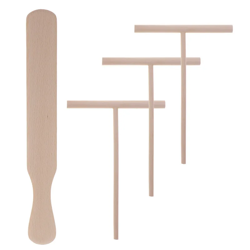 Description Picture 6 of itemCrepe Spreader Spatula Tool Tools Maker Pancake Stick Wooden Rake Utensils Making Set Scraper Turner Wood Dough Pan Pasta T