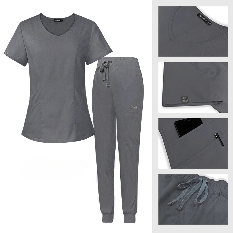 

Wholesale Women Dental Hospital Doctor Work Clothes Suits Wholesale Surgery Jogger Sets Pet Grooming Nursing Uniforms 순면 세면복