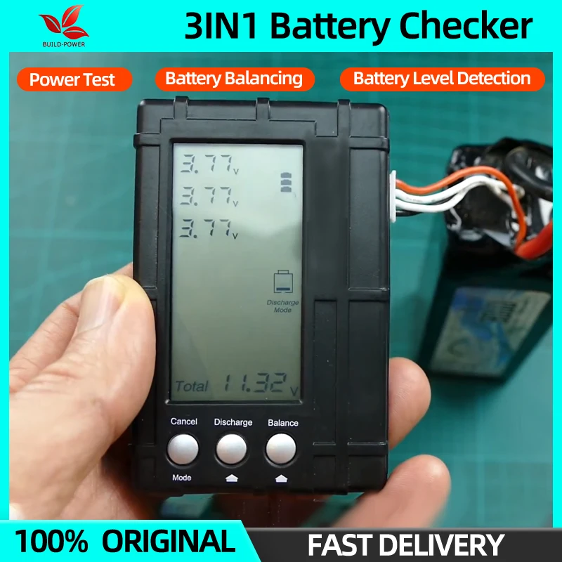 Vue rapprochée du testeur de batterie LiPo 3-en-1 2-6S montrant les ports d'équilibrage