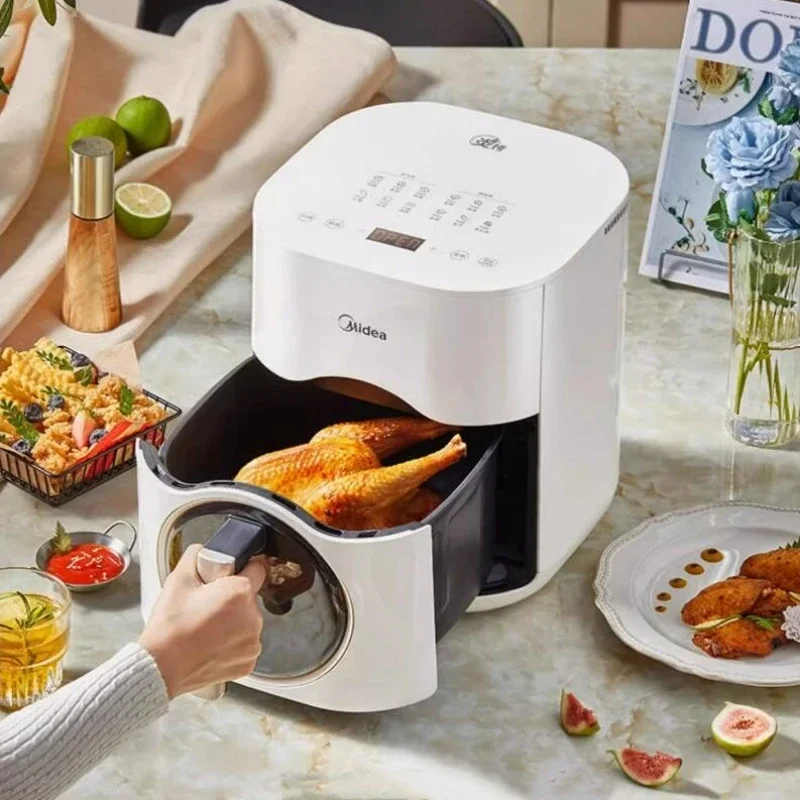 Midea 220V Air Fryer Home 5.5L Visible No-Flip Multifunction Electric Fryer French Fry Machine Oil-Free Electric Fryer 4
