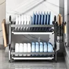 2 Layers Space Saving Dish Drying Rack Countertop Household Large Capacity Dish Storage Holder Kitchen Organizers And Storage 1