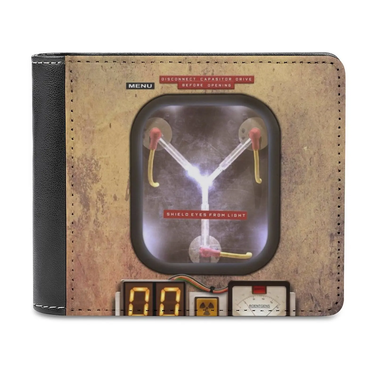 

Steampunk Rustic Flux Capacitor Leather Wallet Men's Wallet Purse Money Clips Funny Movie Parody Doc Trilogy Back To The Future