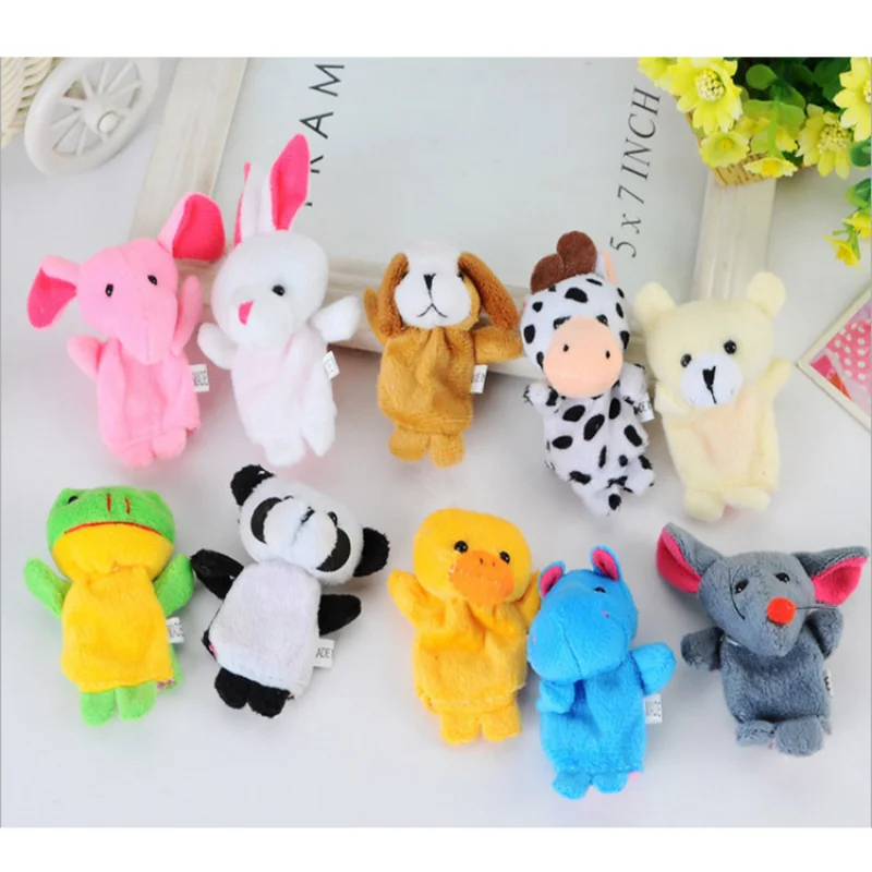 10PCS Cute Cartoon Biological Animal Finger Puppet Plush Toys Kids Birthday Party Favors Christmas Gift Baby Shower Souvenir plush toys,party toys,toy gift filler