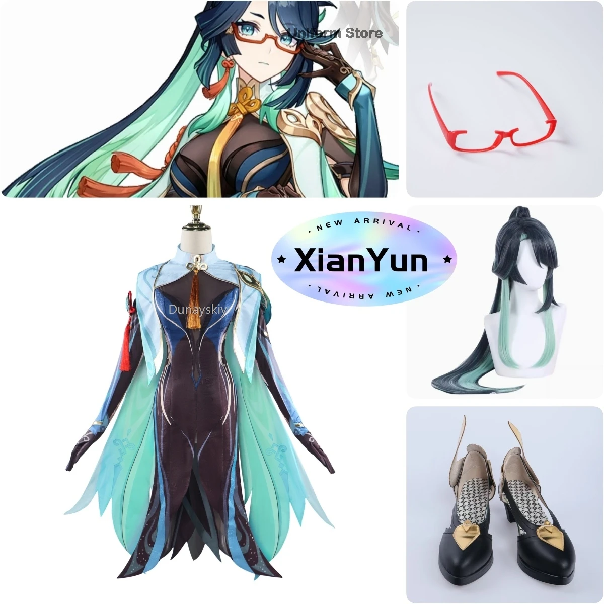 

Game Genshin Liyue Xianyun Cosplay Anime Cloud Retainer Costume Dress Wig Chinese Style Costume For Women Halloween Party Suit