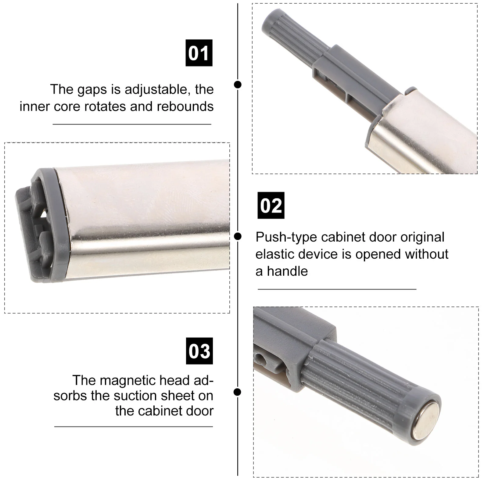 4 Pcs Cabinet Door Hidden Latch Drawer Catch Click The Push Touch Plastic