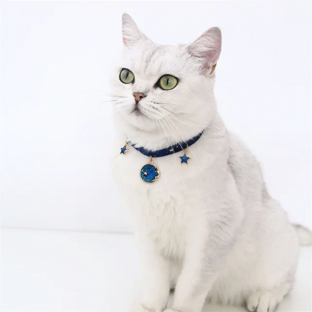 Multicolor Cat Collar Pet Collar Kitten Dog Tie Adjustable Neck Strap Cute Moon Star Puppy Cat Necklace Pets Accessories 5