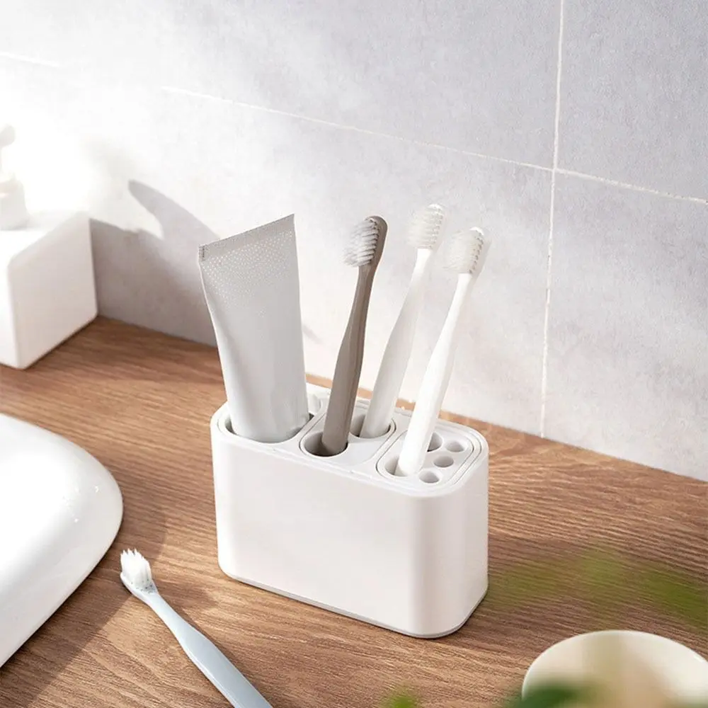 

Plastic Toothpaste Toothbrush Holder Multi-hole Detachable Toothbrush Toothpaste Storage Rack Space Saving White