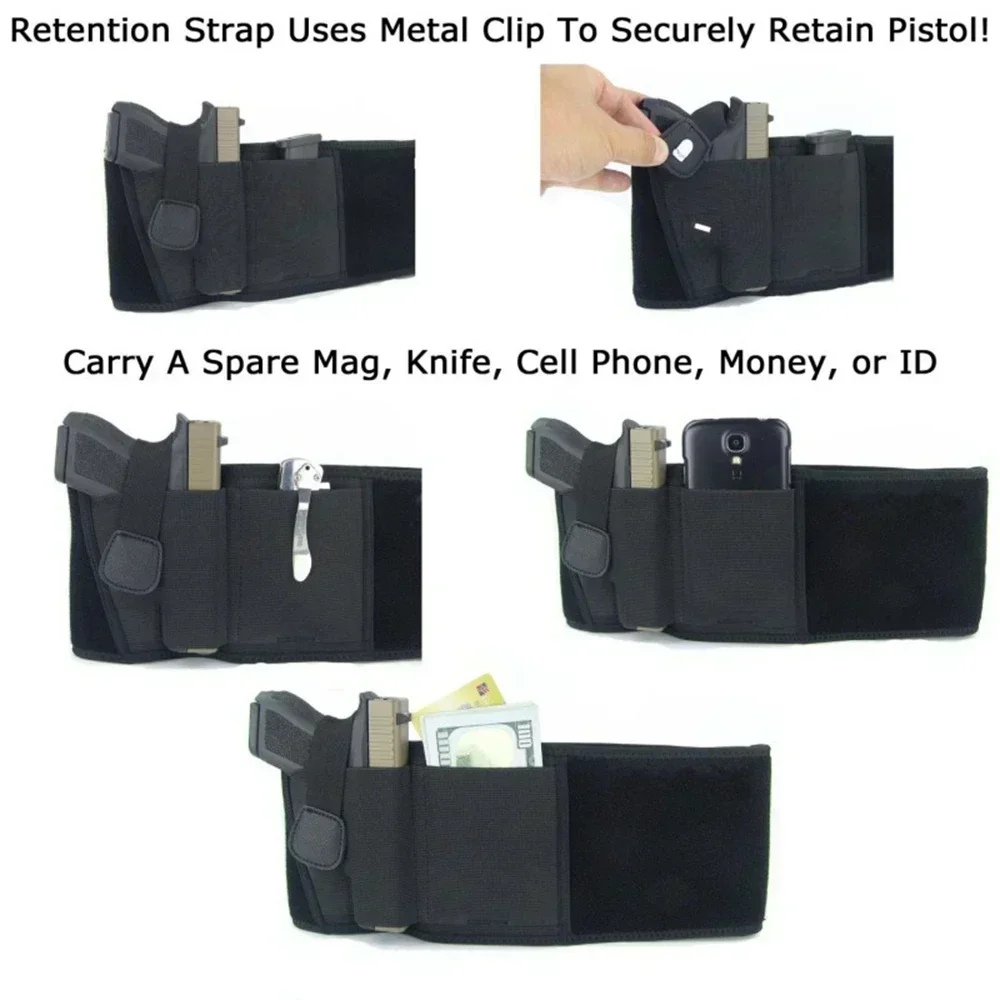 Pistol Holster Belly Gun Holster Belt Concealed Carry Waist Band Magazine Bag Invisible