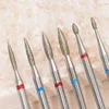 Fine Diamond Nail Drill Bits Flame Shape Russian Mills Cuticle Clean Burr Electric Manicure Drills Nails Accessories 1