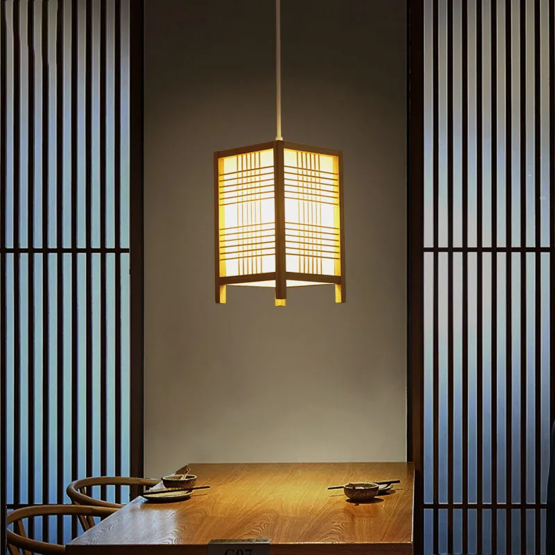

Деревянная современная маленькая люстра для спальни и бара, Бамбуковая лампа для коридора, чайной комнаты, маленькая лампа ручной работы, Бамбуковая лампа для ресторана, художественные лампы