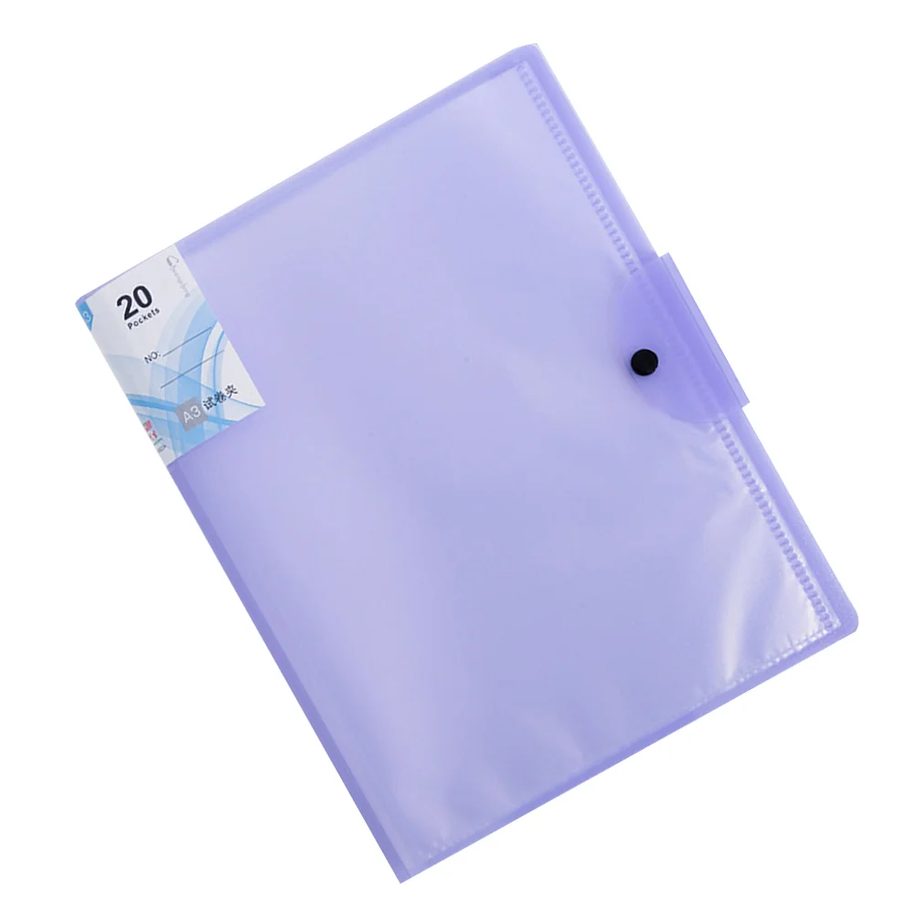 

File Folder Portable A3 Paper Organizer Paper Binder Cover Examination Paper Storage Clip for Office Home School 20 Pages (