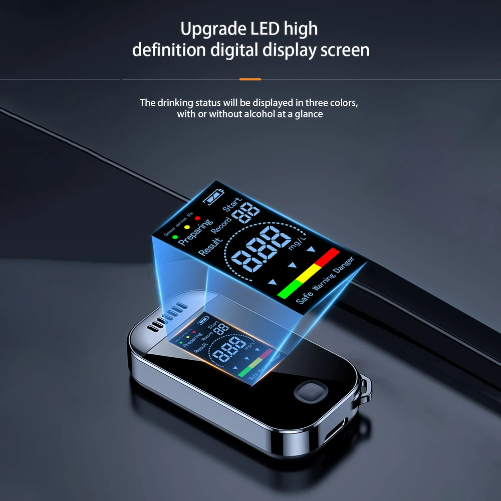 Alcohol tester breath alcohol tester Portable Digital Breath Alcohol Tester Professional Breathalyzer LCD Display USB Rechargeable Electronic Alcohol Tester