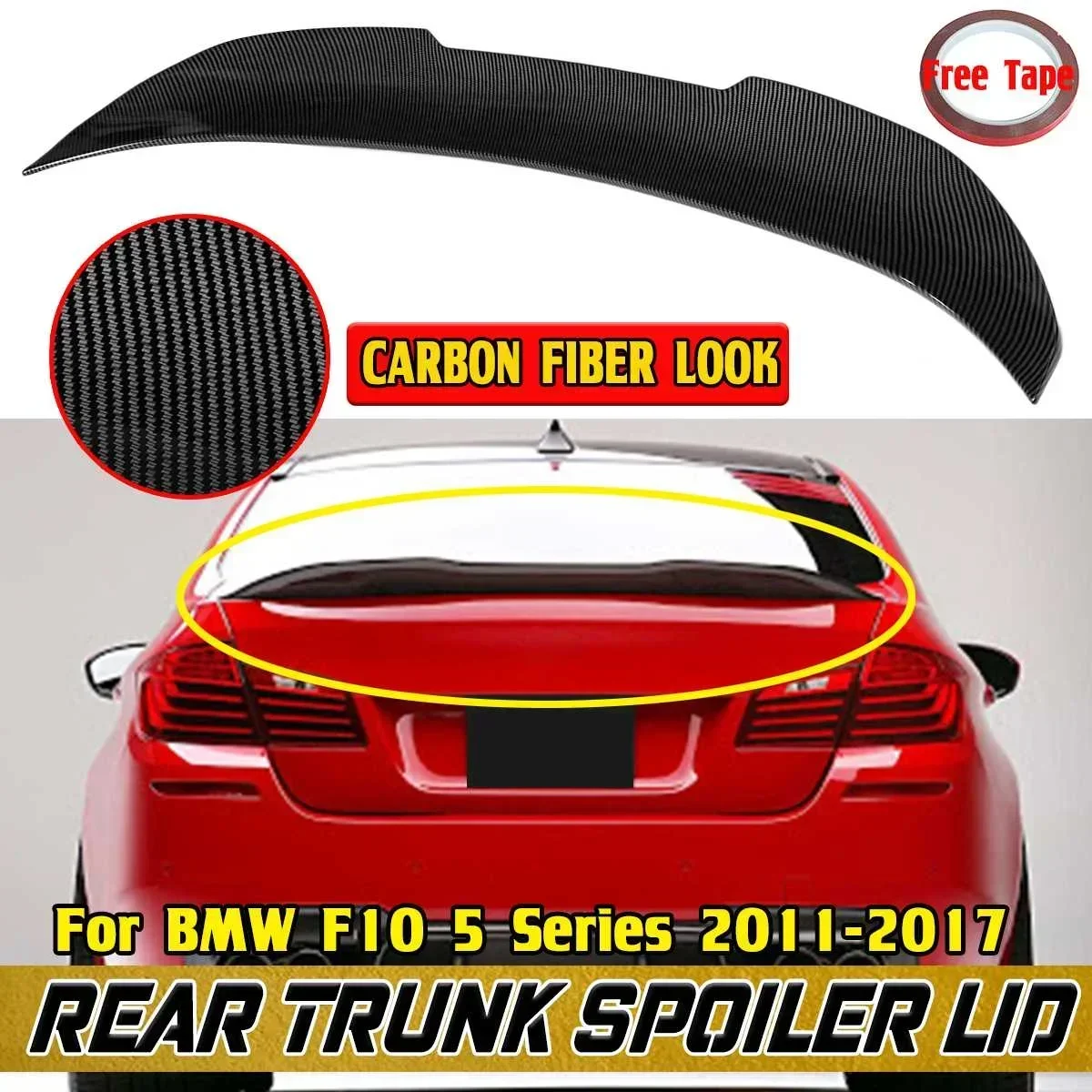 

New PSM Style Car Rear Trunk Boot Lip Spoiler Wing Extension Lid For BMW F10 5 Series 2011-2017 Rear Wing Spoiler Lip Body Kit