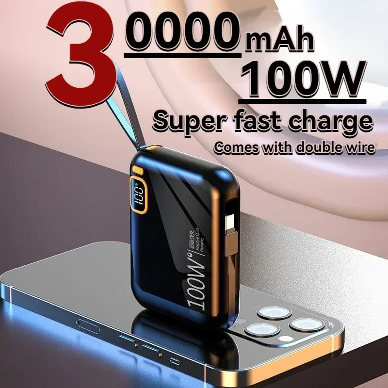 휴대용 미니 보조배터리, 66W, 20000mAh, 내장 케이블, PD20, 초고속 충전, 컴팩트, 신제품