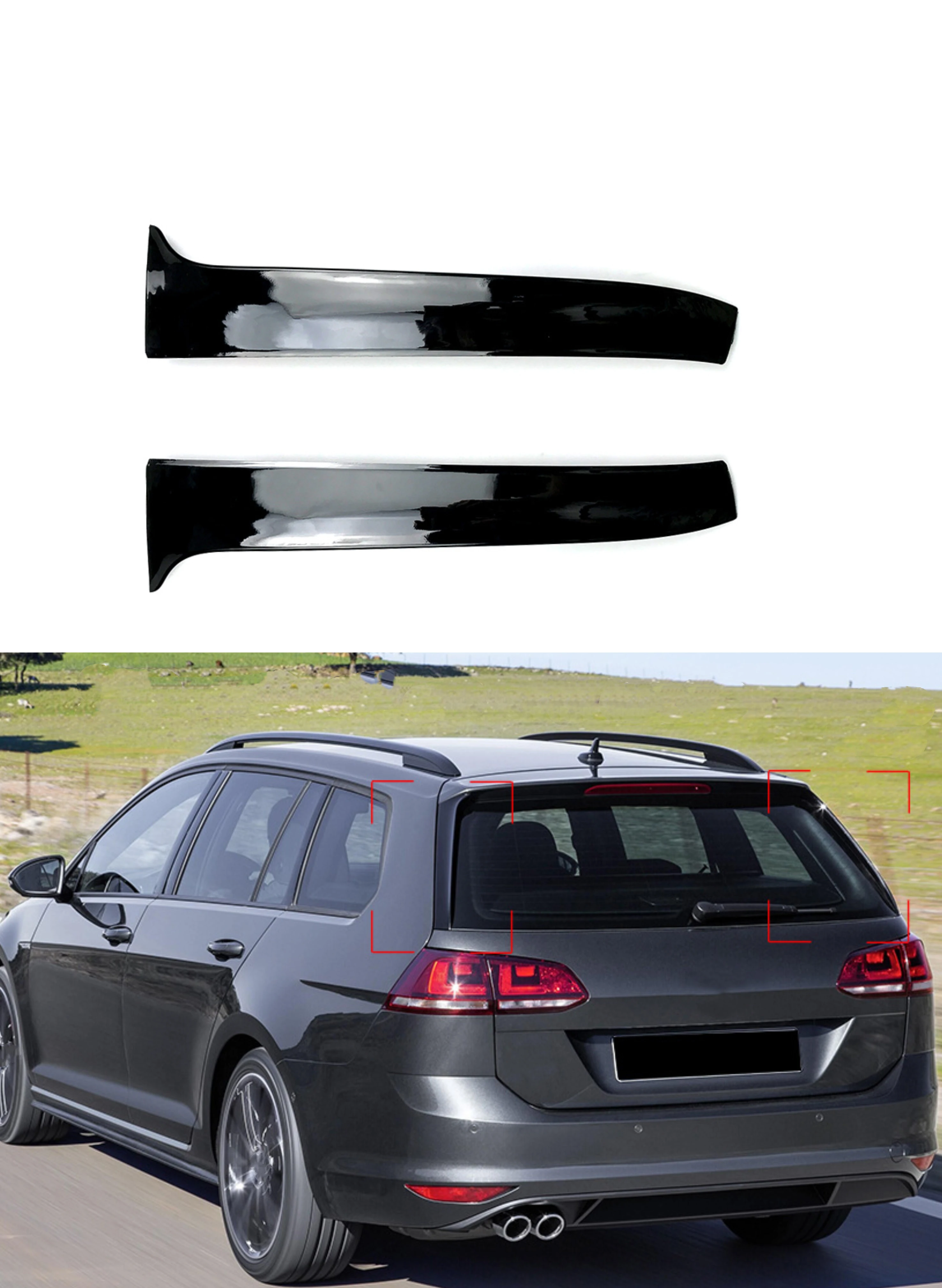 

For VW Golf 7 R Variant Wagen 2014-2017 Rear Window Side Spoiler Diffuser Tail Fin 2014 2015 2016 2017 Car Accessories