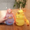 650ml Cute Water Bottle for Girls with Straw Portable Children's Kawaii Duck Kettle Summer Large Capacity Plastic Drinking Cup 4