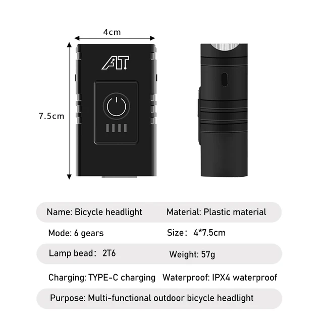 T6 LED Rechargeable Bike Front Light – Waterproof MTB Headlight 2
