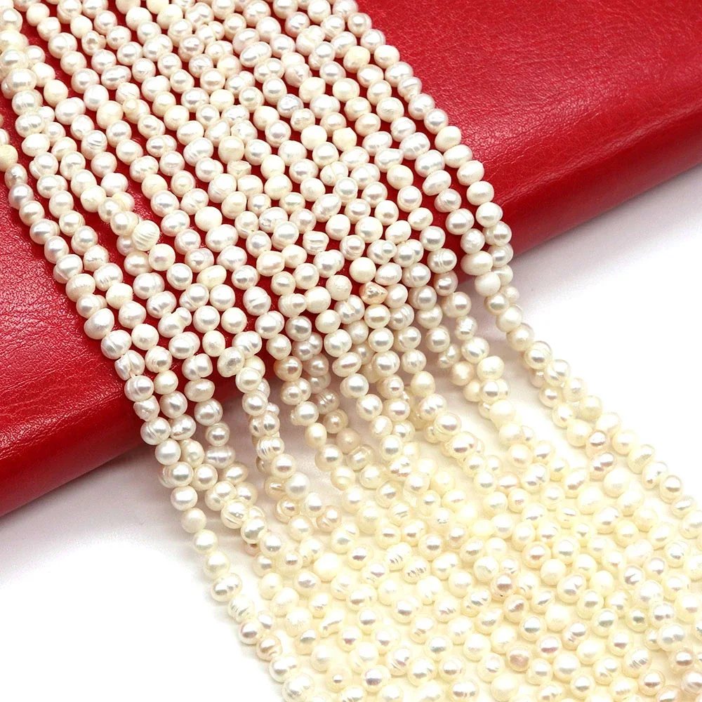 1strand 1.8-6mm Natural Freshwater Pearl Loose Beads Irregular Round Shaped White Color DIY  Making Necklace Bracelets