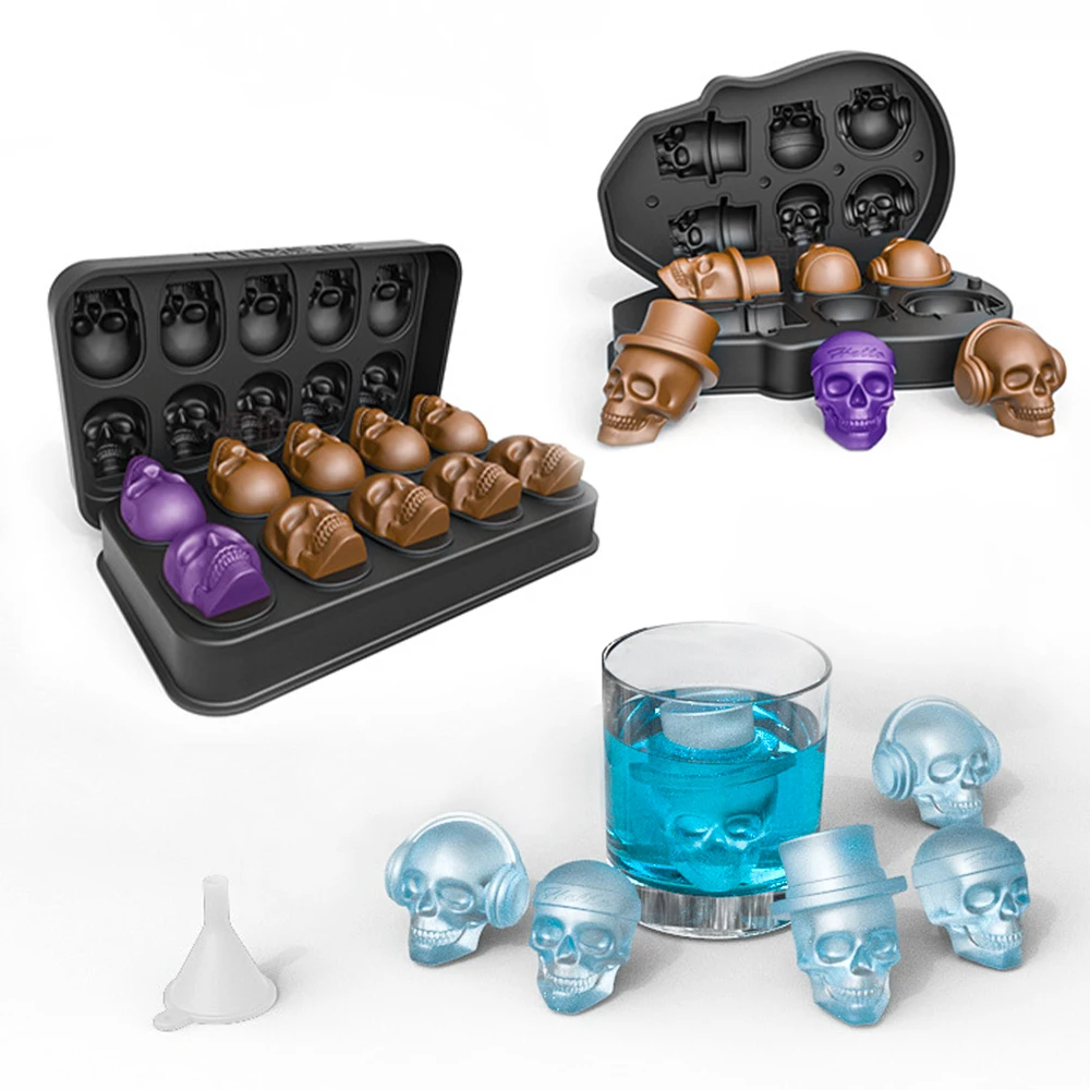 Ice Cube Maker With Funnel Diy Silica Gel Gun Bullet Skull Shape Tray