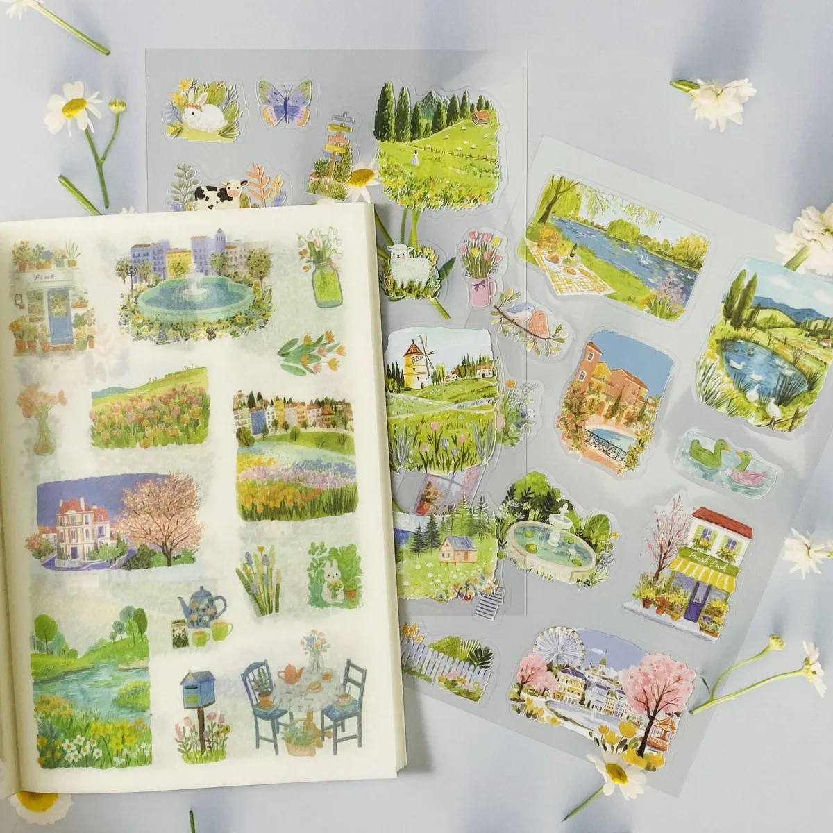 저널 장 스티커 세트 듀얼 소재 스티커 20장 저널 장 아트 및 공예 장식 스티커