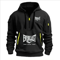 Mode automne et hiver hommes marque vêtements multi-fermeture éclair conception sweat à capuche imprimé sweat-shirt décontracté pull à capuche ample 2