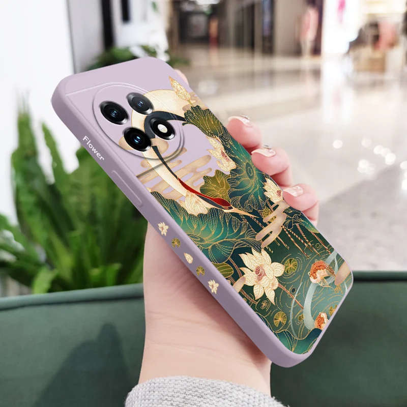 Golden Lotus Liquid Silicone Phone Case Cover