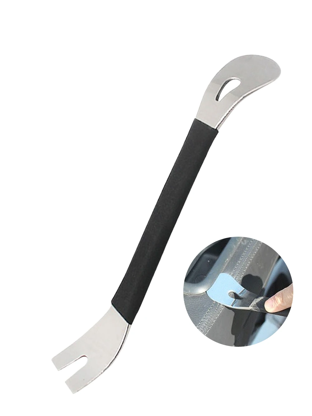 Auto Stainless Steel Trim Removal Tool Car Trim Puller Pry Bar Dual Ends Pry Tool for Door Panel Audio Terminal Fastener Remover