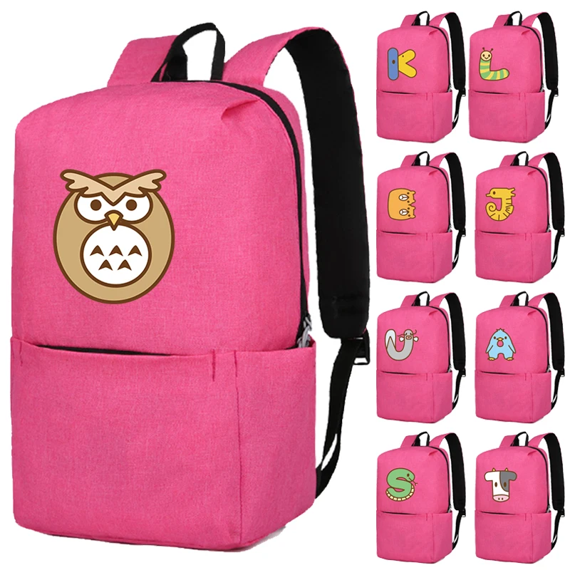 

Рюкзак для девочек с милыми животными и 26 буквами на английском языке, школьная сумка, холщовые рюкзаки для косплея, Детская сумка для книг, вернуться в школу