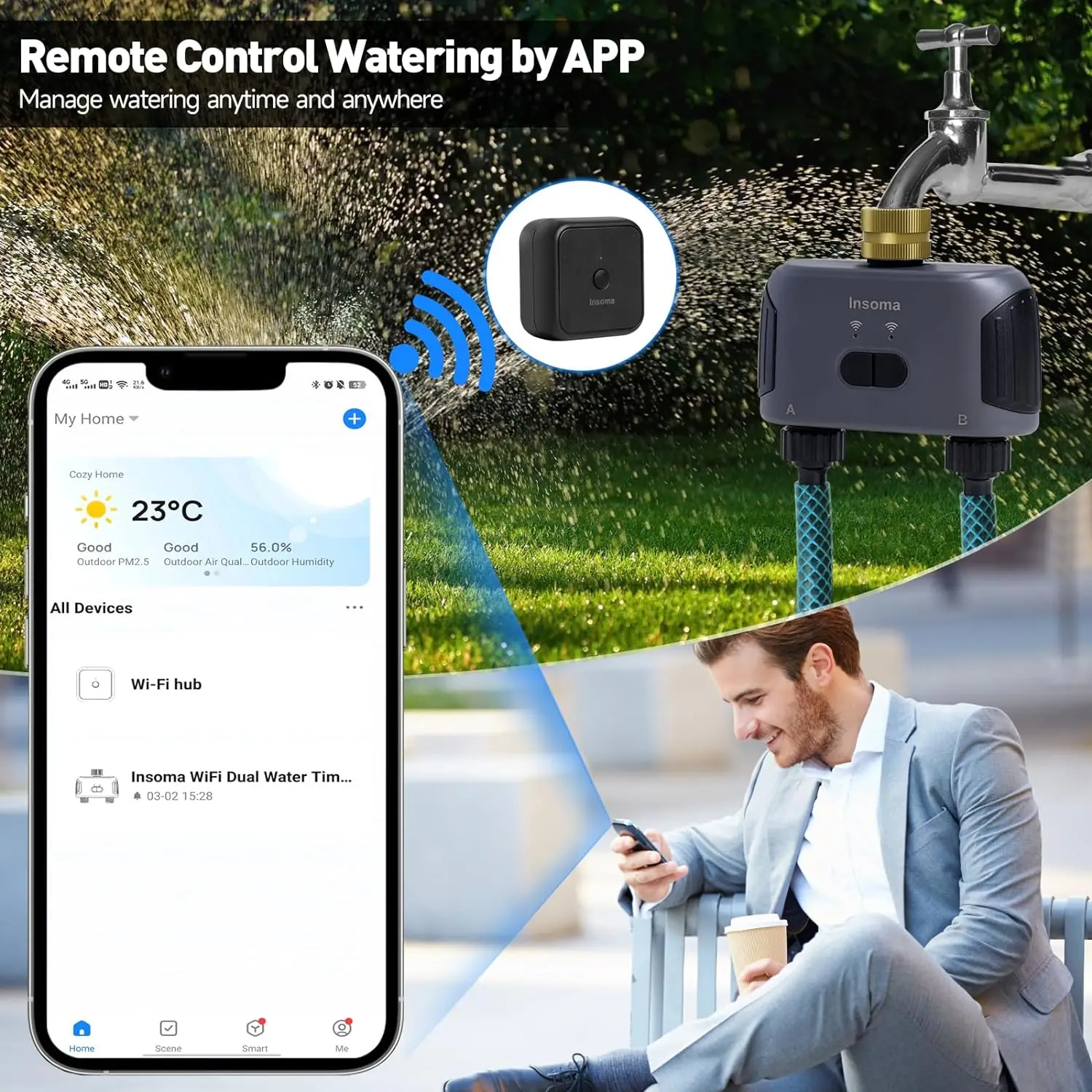 Insoma Automatic Water Timer with Gateway 2 Ways Garden Irrigation Watering System Sprinkler Programmer Tools support Alexa 2