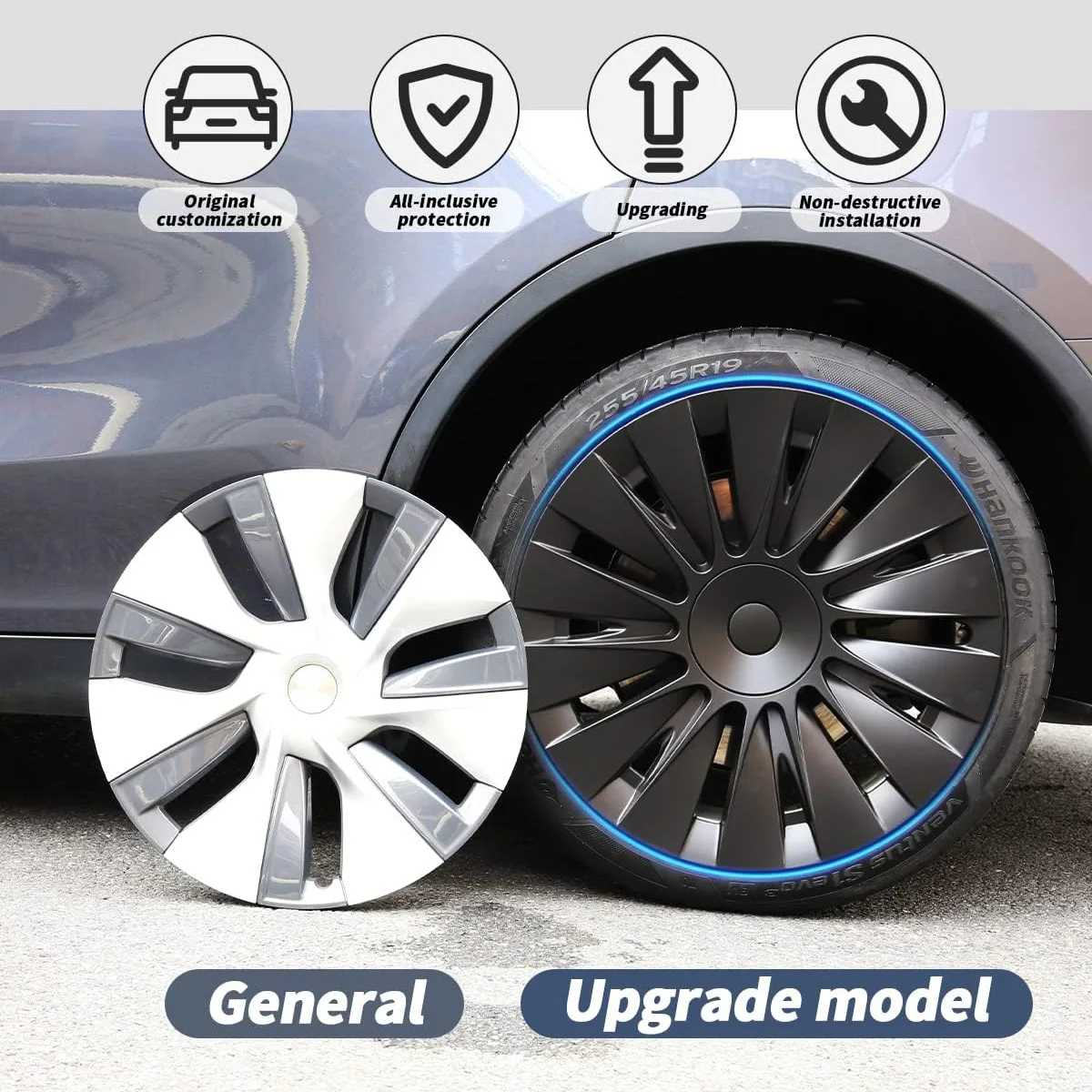 Wheel Hub Caps 4PCS 19 Inch for Tesla Model Y wheel hub covers wheel hub caps