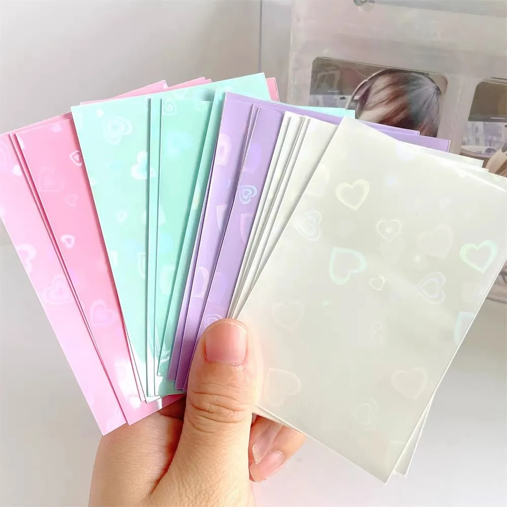 50pcs/pack Glittery Love Heart InsToploader Card Photocard Holder Idol Photo Sleeves Cards Protective Storage Case Card Film 3