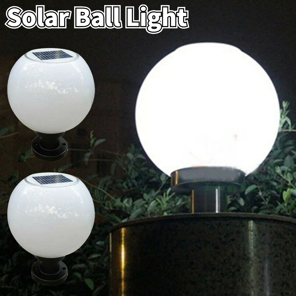 Solar Power LED Acrylic Round Ball Light Home Garden Pathway Wall Pillar Lamp Head Light For Garden Villa Pillar Hotel Decor
