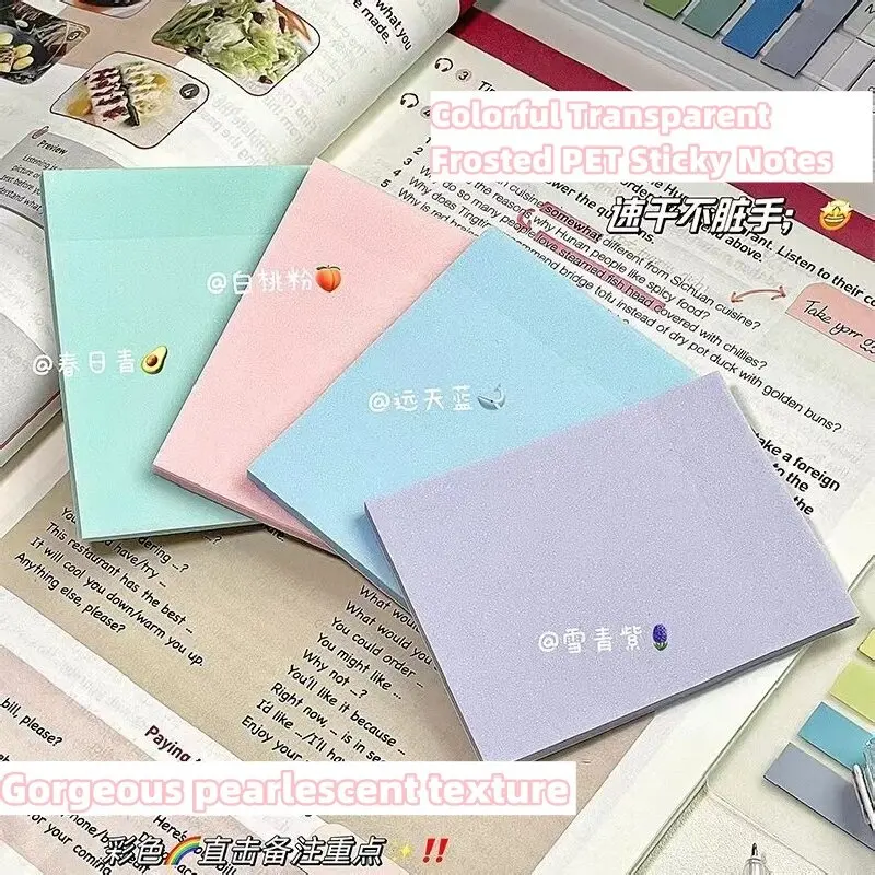 

New Colorful Transparent Frosted PET Sticky Notes Strong Adhesive Index Notes Notepad Memo pad School Office Stationery Supplies