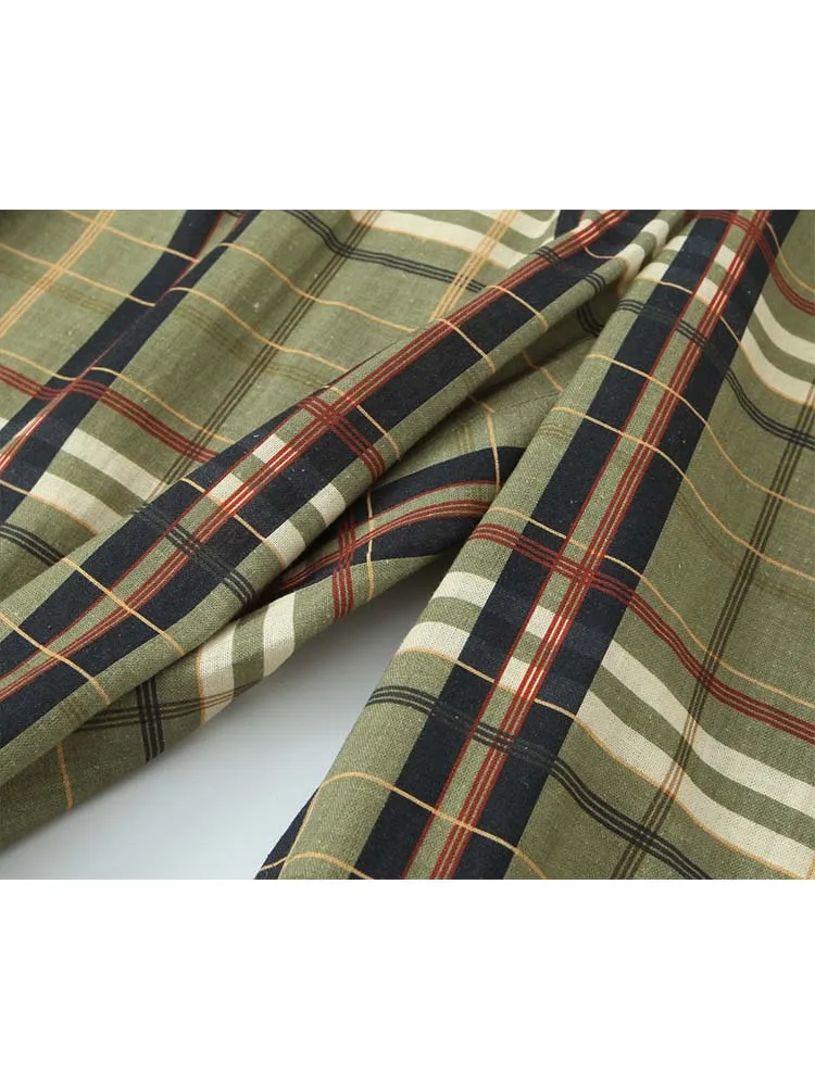 Chic Sense Of Design Women Pants Long Straight Loose Pants Fashion 2025 Autumn Grid Stripe Casual Trousers