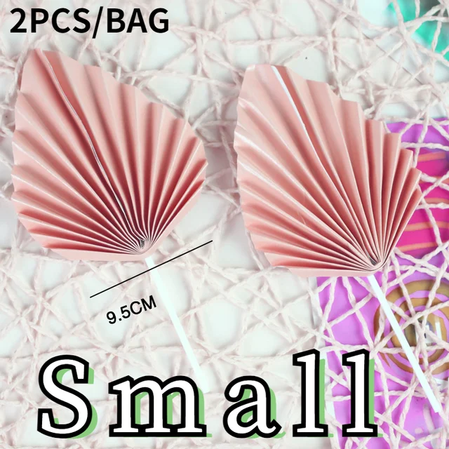 Palm Spear Cake Topper Happy Birthday Palm Leaf Decoration Cake Decorating Wedding Baking Dessert Table Party Favors SmallPink