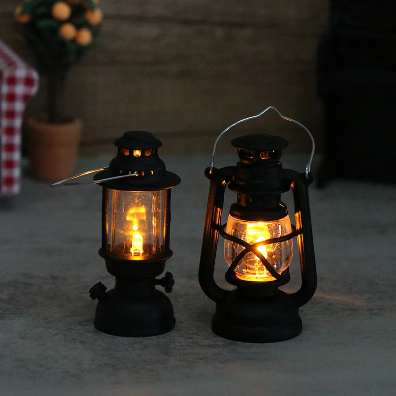 6cm Mini Led Retro Glowing Pony Lantern Simulation Cande Light Night Light Dollhouse Miniature Kerosene Lamp Home Decor Toy 5