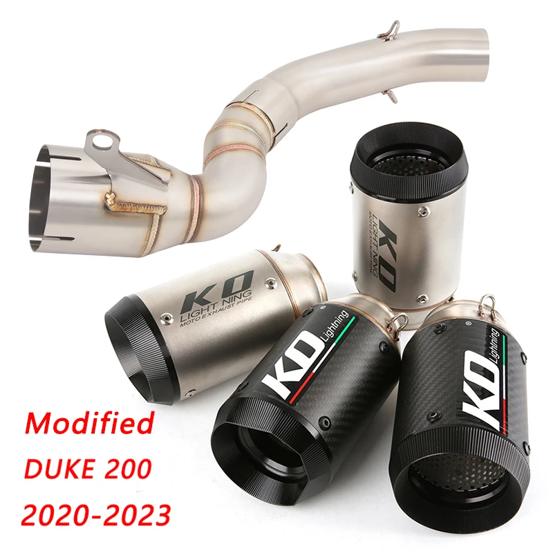 

51mm Motorcycle Exhaust Pipe Mid Link Pipe Muffler Carbon Fiber Or Stainless steel Modified for Duke 200 2020 2021 2022 2023