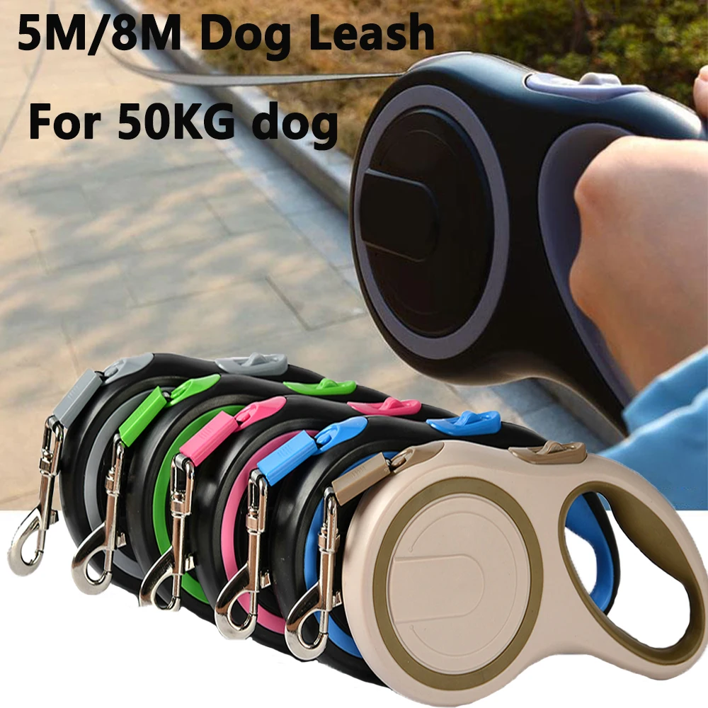 5M/8M Retractable Big Dog Leash Automatic Sturdy Nylon Rope Color Blocking Walking Hiking Strong Leash 50KG Large Pet Accessorie 5M/8M Retractable Big Dog Leash Automatic Sturdy Nylon Rope Color Blocking Walking Hiking Strong Leash 50KG Large Pet Accessorie