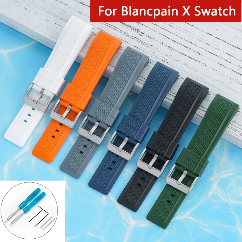 Cinturino In Silicone Liquido Per Blancpain X Swatch 22Mm Fibbia In Acciaio Inossidabile Struttura A Sgancio Rapido Sostituire Il Cinturino Dell'Orolo