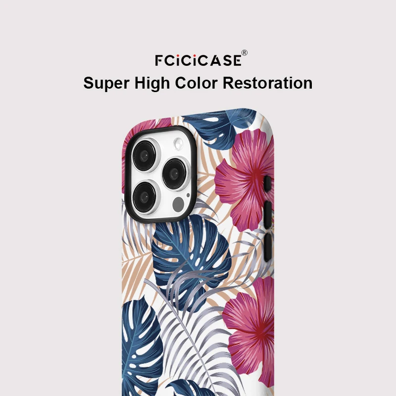 Magnetic Luxury Silicone Phone Case with Wireless Charging and Leaf Print Design