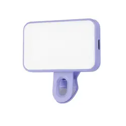 Rechargeable Adjustable Brightness Clip - On Mini Selfie Light (1pc Purple)