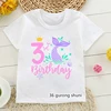 Kawaii Girls T-Shirt Cute Mermaid Birthday Number Print 1 2 3 4 5 6 7 8 9 For Kids Birthday Gift Clothing Tshirt Cute Baby Shirt 3