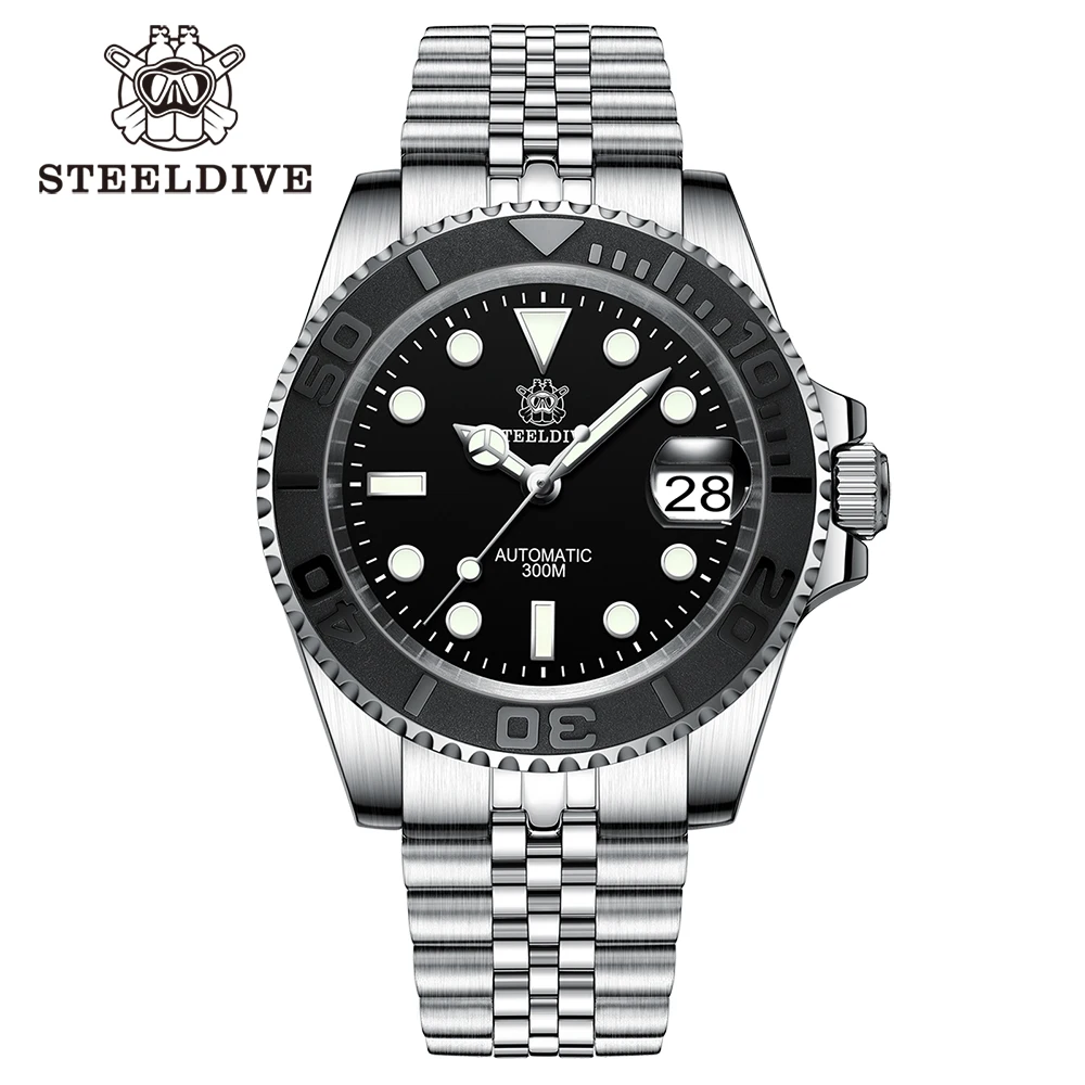 NEW In STEELDIVE SD1953T Water Ghost Swiss Luminous Automatic Mechanical Wristwatches 300M Waterproof Ceramic Bezel Dive Watch steeldive sd1953 dive wristwatch new color scheme classic water ghost swiss luminous nh35 movt 300m waterproof mechanical watch