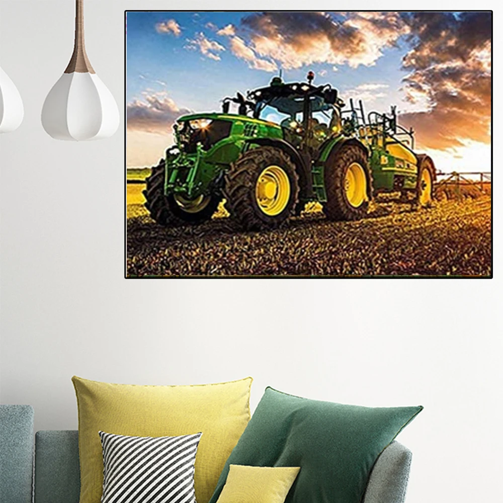 Diamond Painting 5D DIY Square Drill Diamond Painting Tractor Excavator Rhinestone Embroidery Crystal Mosaic Cross Stitch Kit Home Decorr Gifts
