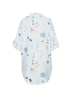 Plus Size Summer Women's Shirt V-neck Random Print Single Row Button Fashion Casual Loose Polyester Home Office Holiday - Image 3