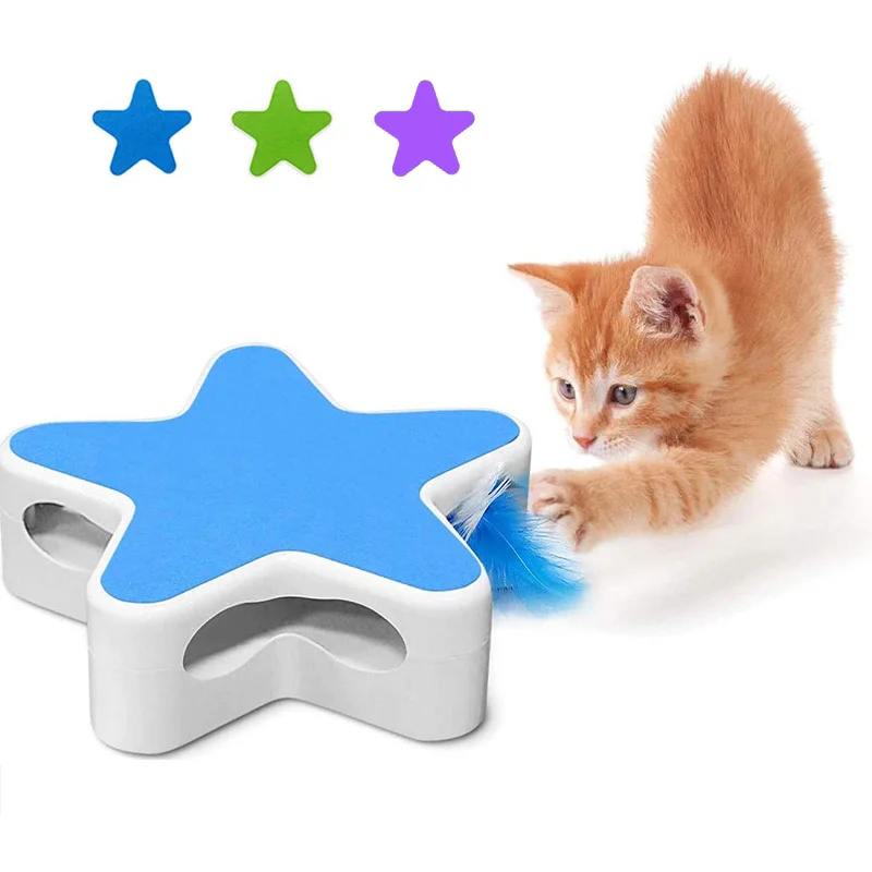 

Five-pointed Star Smart Interactivity Cats Box Feather Electric 360 Degree Rotation Automatic Teaser Pet Supplies Crazy Game Toy